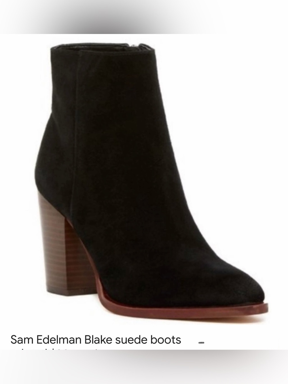 Sam Edelman Black Suede Ankle Boot with Stacked Heel